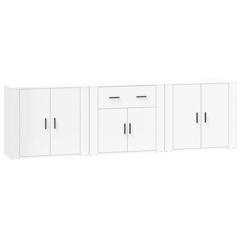 (white) vidaXL 3x Sideboards Engineered Wood Cupboard Storage Cabinet Multi Colours