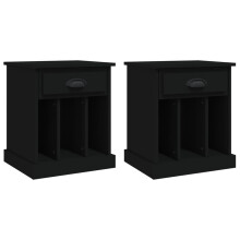 (black, 2 pcs) vidaXL Bedside Cabinets Bedside Table Nightstand Telephone Stand Table Bedroom