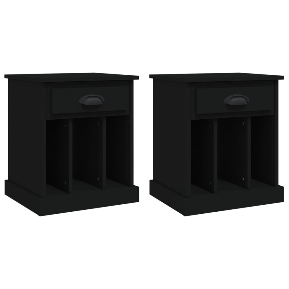 Vidaxl (Black, 2 Pcs) Bedside Cabinets Bedside Table Nightstand Telephone Stand Table Bedroom