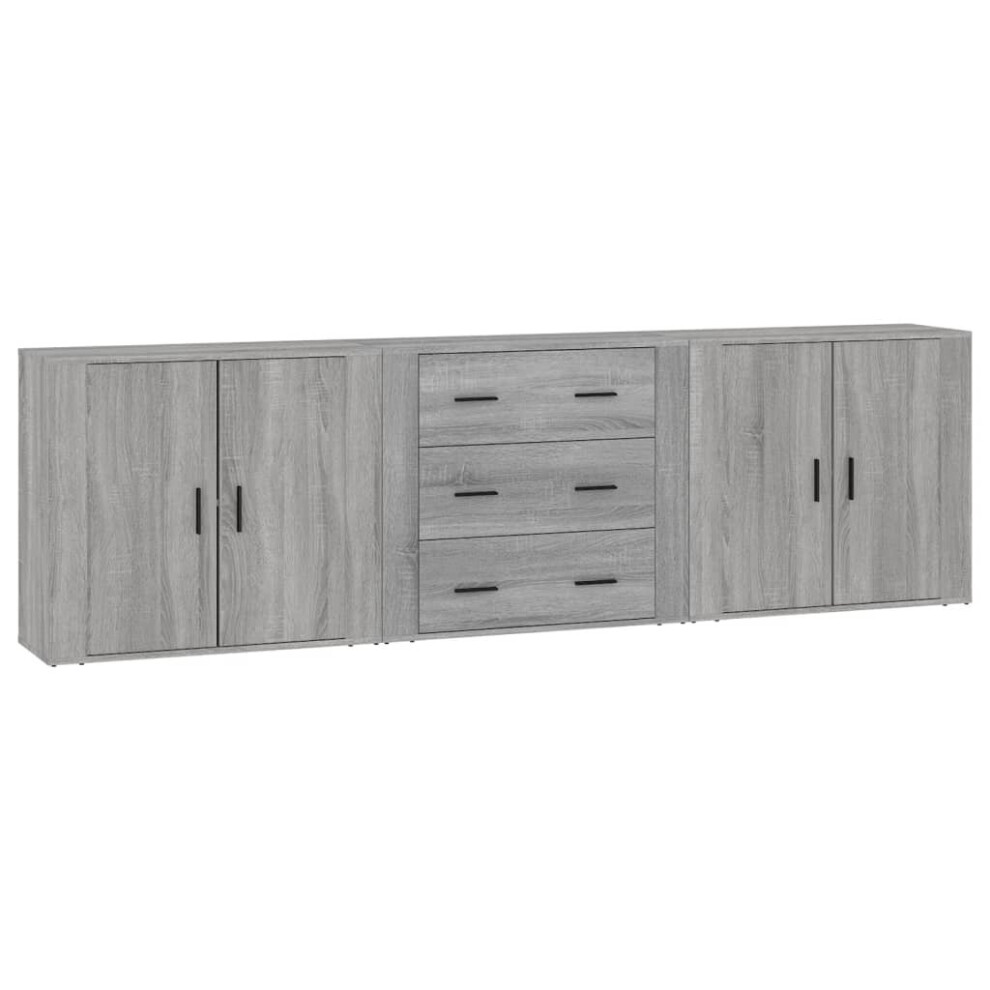 Vidaxl ( Sonoma) 3X Sideboards Engineered Wood Cupboard Storage Cabinet Multi Colours Grey