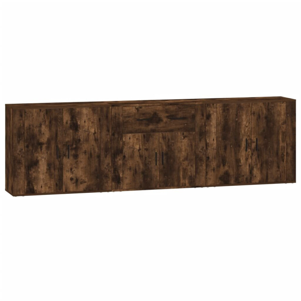 Vidaxl (Smoked Oak) 3X Sideboards Engineered Wood Cupboard Storage Cabinet Multi Colours Brown