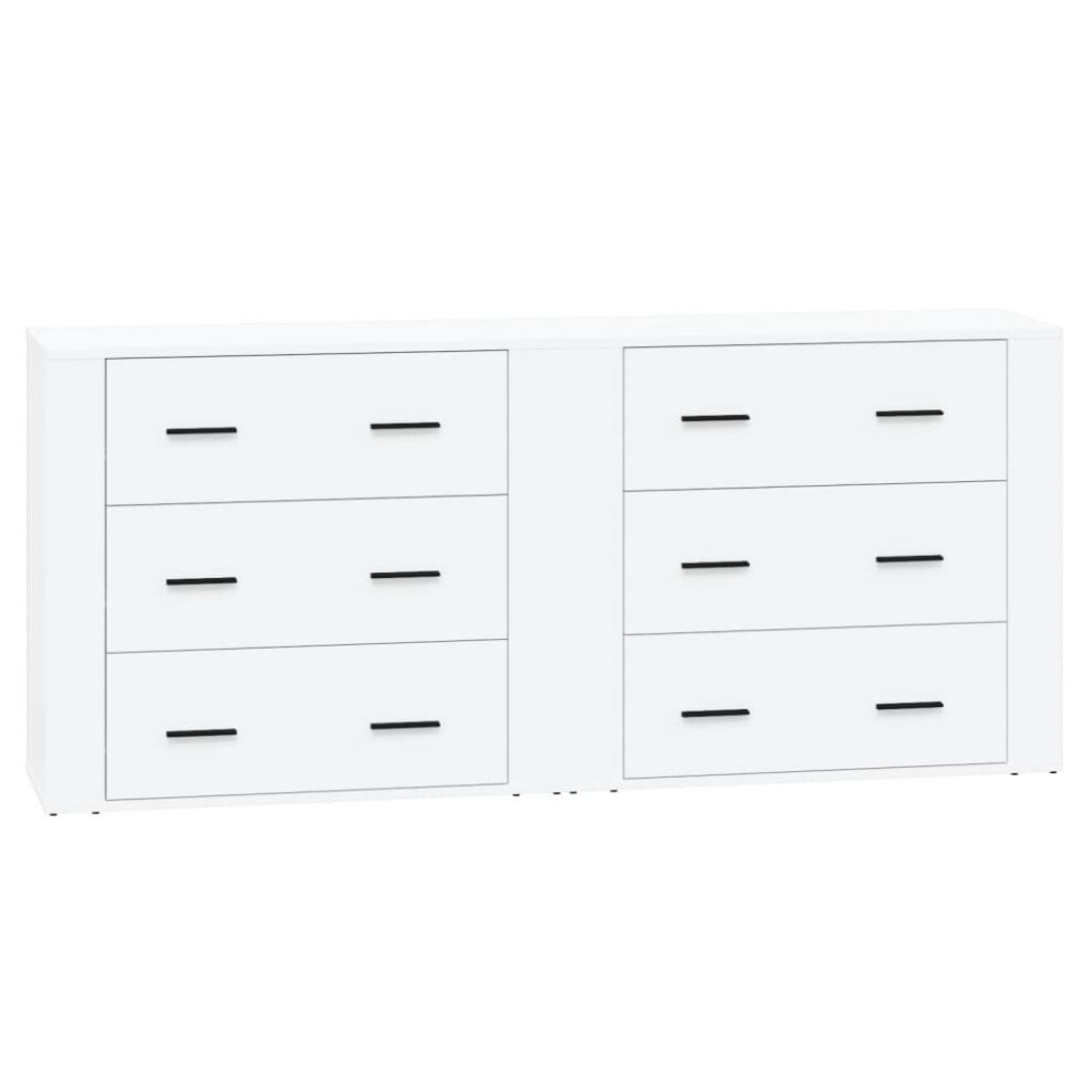 (white) vidaXL 2x Sideboards Engineered Wood Cupboard Storage Cabinet Multi Colours