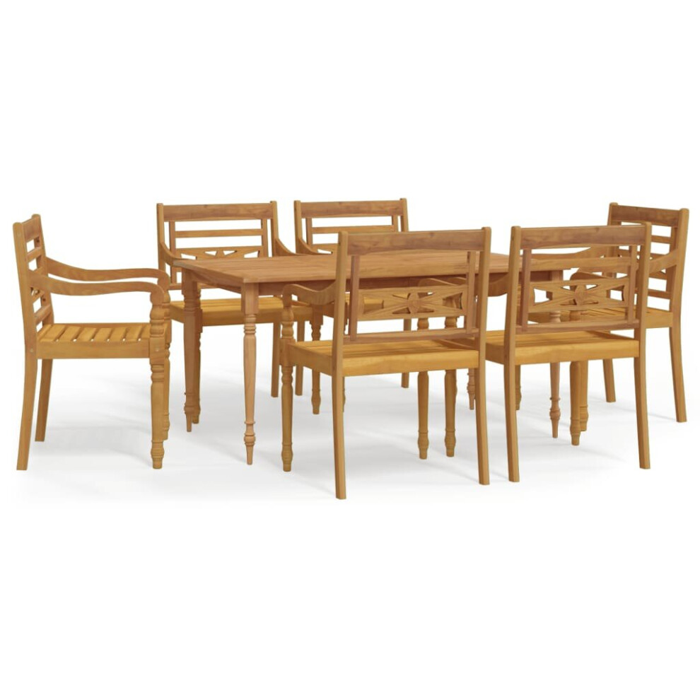 (7 piece) vidaXL Garden Dining Set Solid Wood Teak Outdoor Table and Chair 5/7 Piece