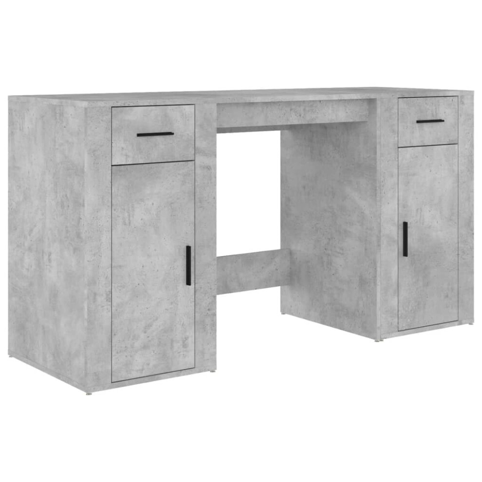 Vidaxl (Concrete Grey) Desk With Cabinet Engineered Wood Laptop Table Office Multi Colours