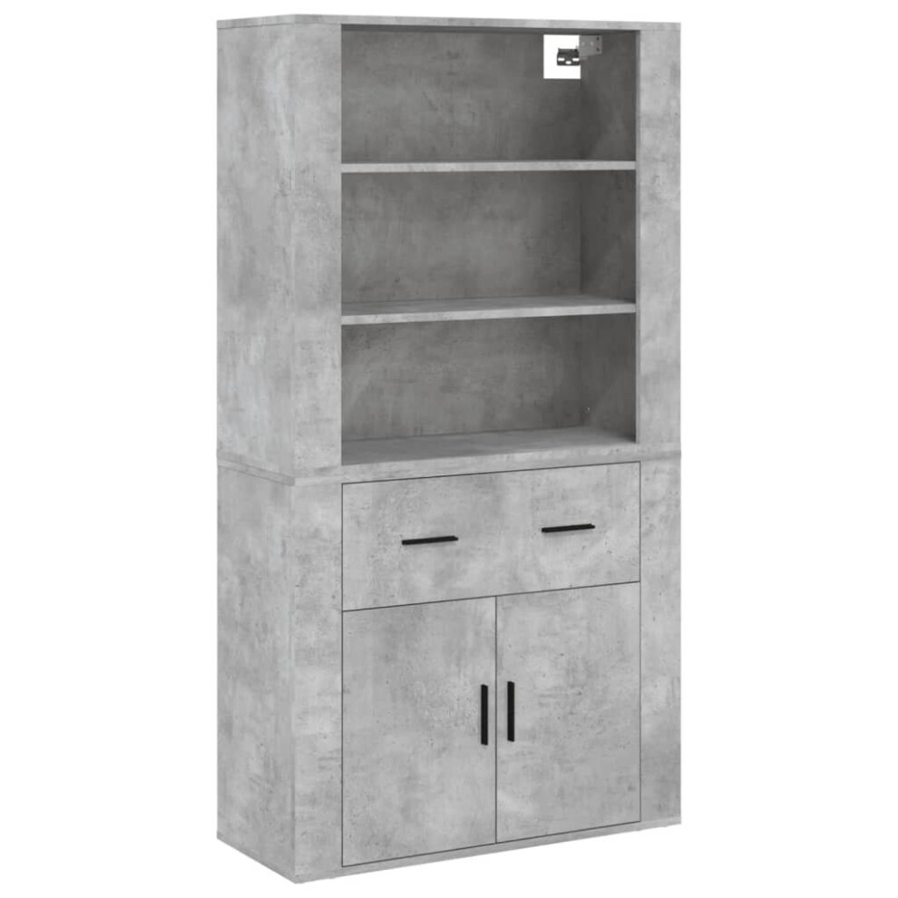 Vidaxl (Concrete ) Highboard Engineered Wood Sideboard Storage Cupboard Multi Colours Grey