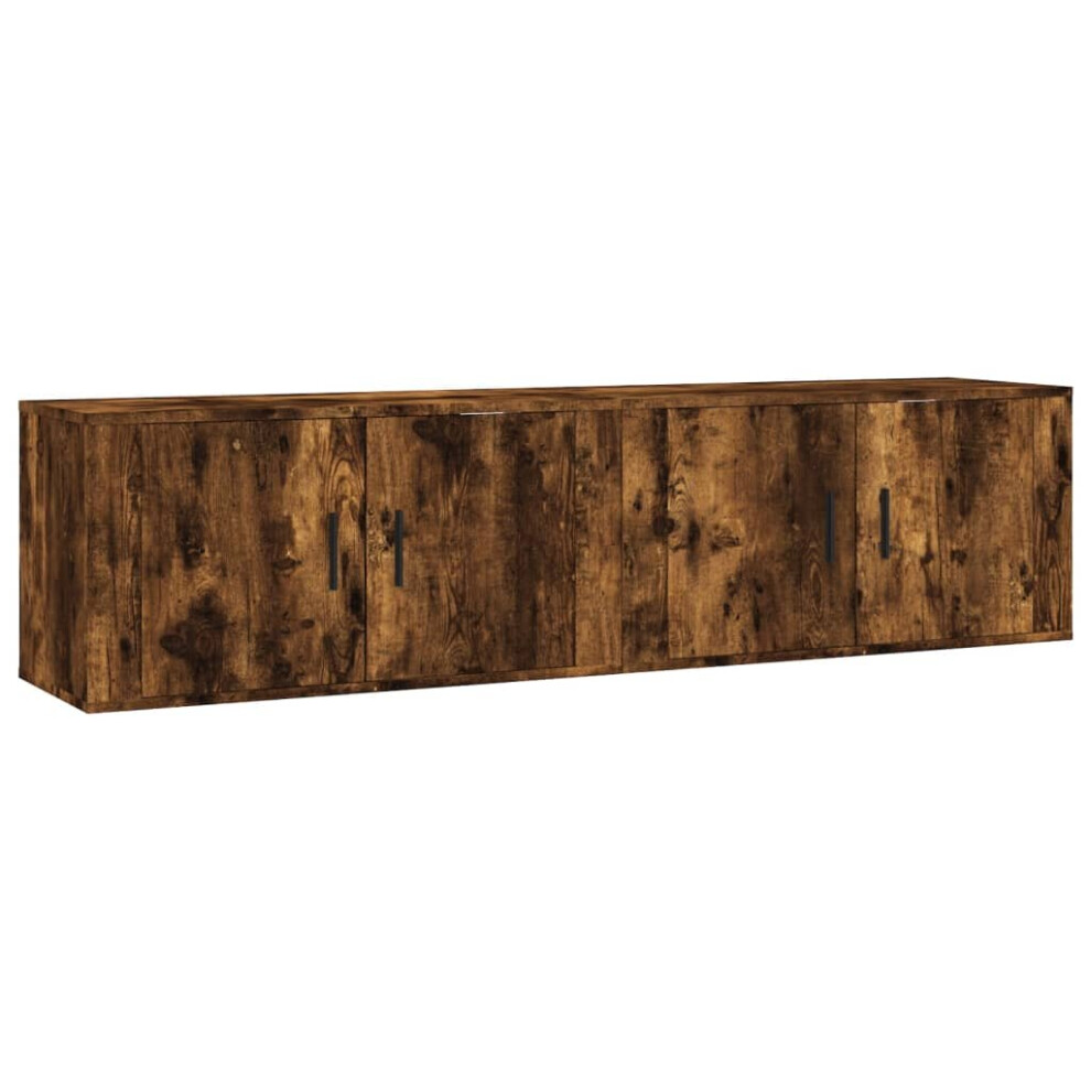 Vidaxl (Smoked Oak, 80 X 34.5 X 40 Cm/ 2 Pcs) Wall-Mounted Tv Cabinets Hanging Tv Stand Floating Tv Wall Unit 3 Pcs Brown