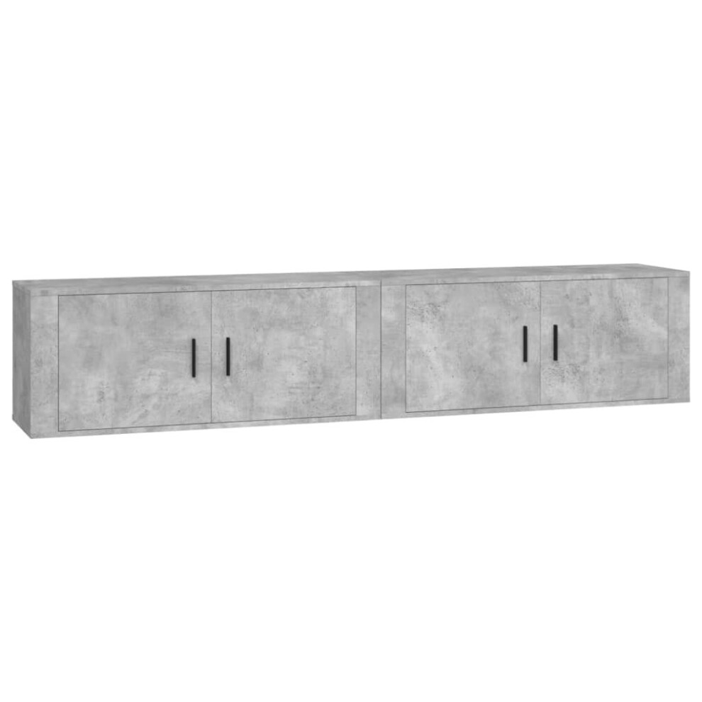 Vidaxl (Concrete Grey, 100 X 34.5 X 40 Cm/ 2 Pcs) Wall-Mounted Tv Cabinets Hanging Tv Stand Floating Tv Wall Unit 3 Pcs