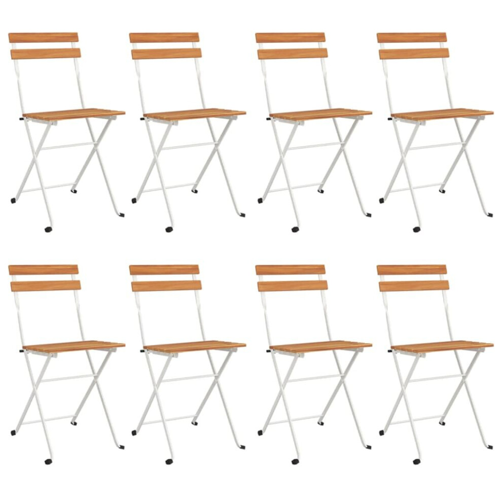 (white, 8 pcs) vidaXL Solid Wood Acacia Folding Garden Chairs Steel Outdoor Dining Chair