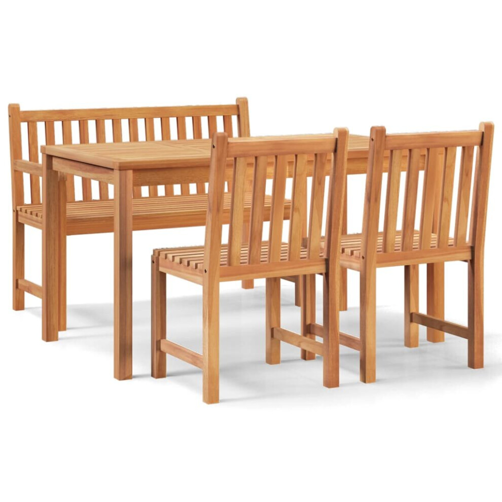 (bench + 2x Chair + table) vidaXL Solid Wood Teak Garden Dining Set Patio Table Furniture Multi Models