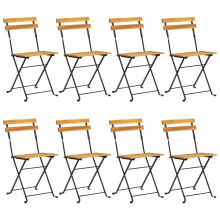(black, 8 pcs) vidaXL Solid Wood Acacia Folding Garden Chairs Steel Outdoor Dining Chair