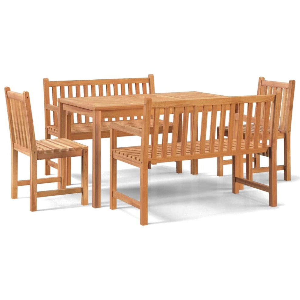 (2x bench + 2x chair + table) vidaXL Solid Wood Teak Garden Dining Set Patio Table Furniture Multi Models