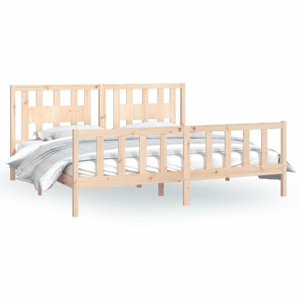 (brown, 200 x 200 cm) vidaXL Bed Frame with Headboard Solid Wood Pine Bed Base Mattress Foundation