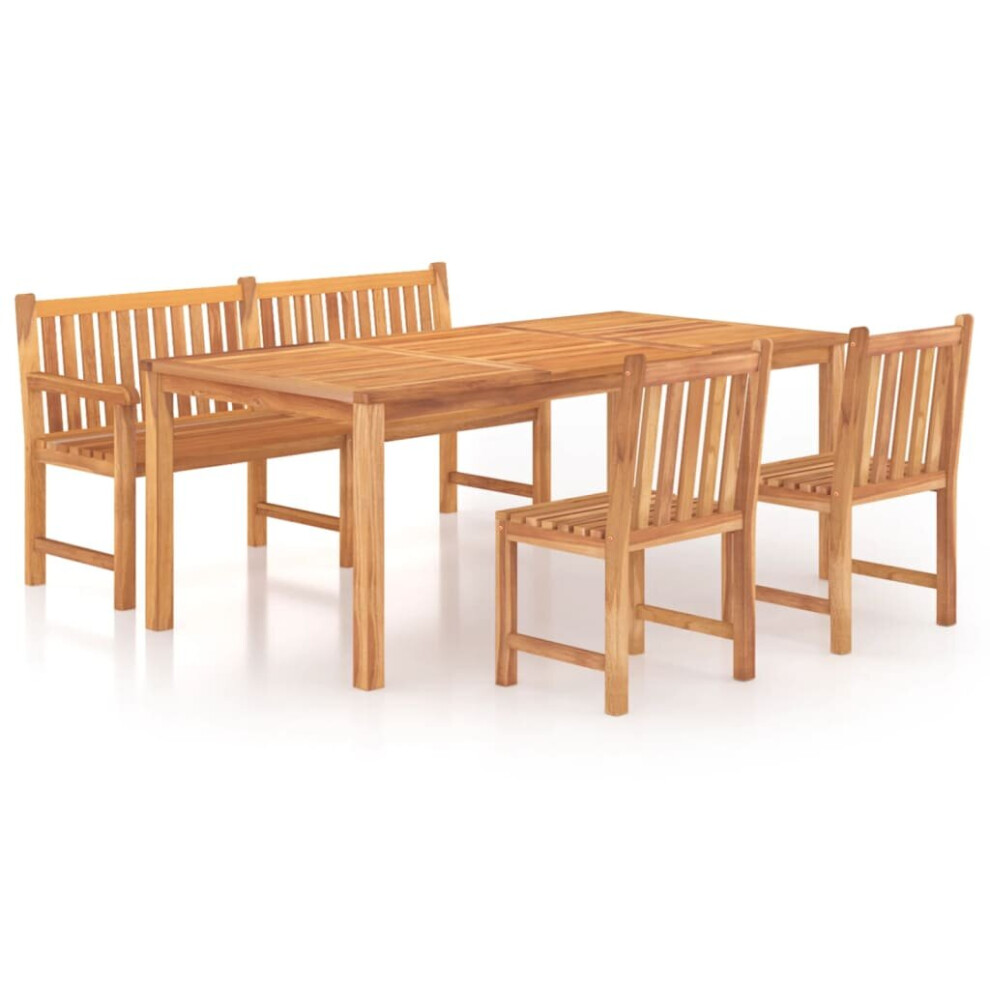 (bench + 2x chair + table) vidaXL Solid Wood Teak Garden Dining Set Patio Table Furniture Multi Models