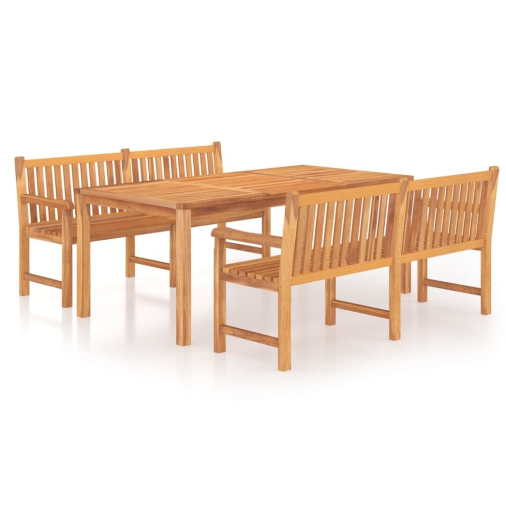 (2x bench + table) vidaXL Solid Wood Teak Garden Dining Set Patio Table Furniture Multi Models