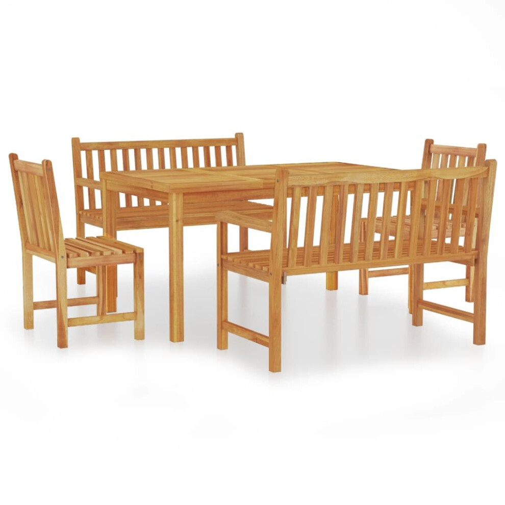 (2x bench + 2x chair + table) vidaXL Solid Wood Teak Garden Dining Set Patio Table Furniture Multi Models