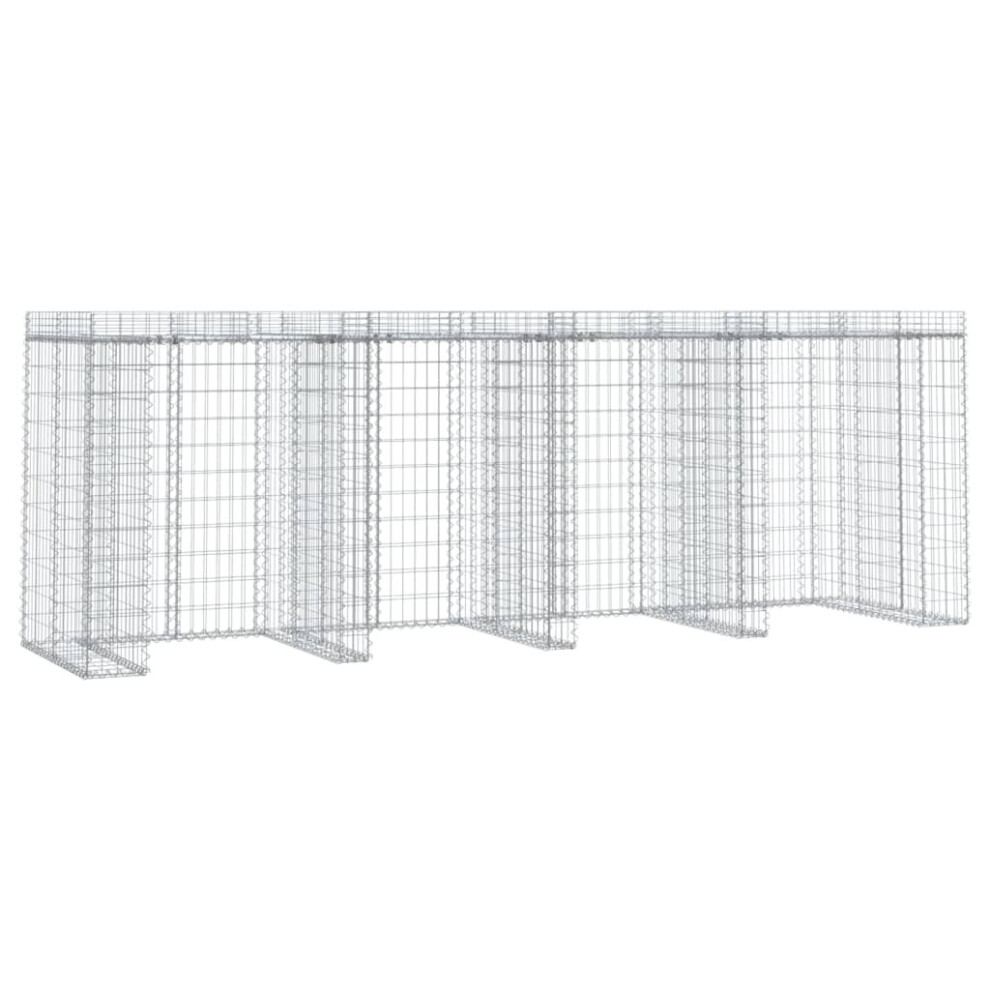 Vidaxl (350 X 91 X 120 Cm) Gabion Wall For Garbage Bin Gabion Cage Stone Cage Wall Galvanised Iron
