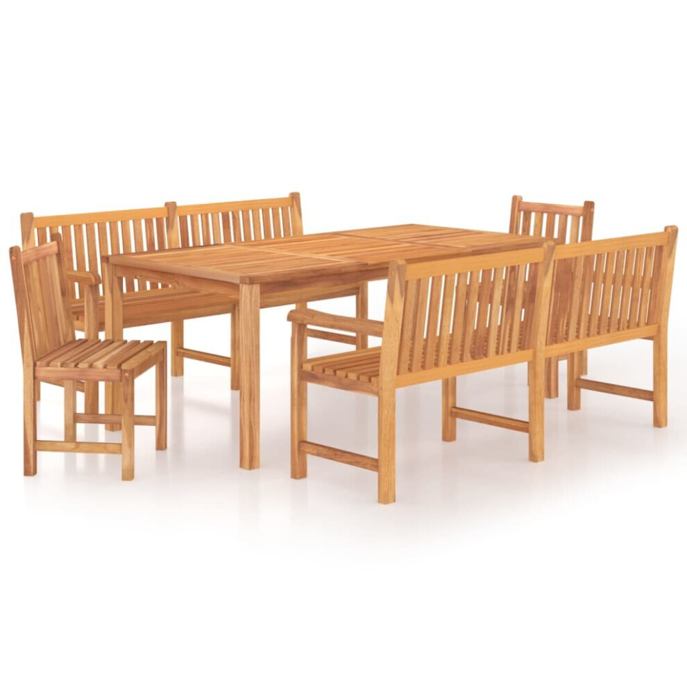 (2x bench + 2x chair + table) vidaXL Solid Wood Teak Garden Dining Set Patio Table Furniture Multi Models