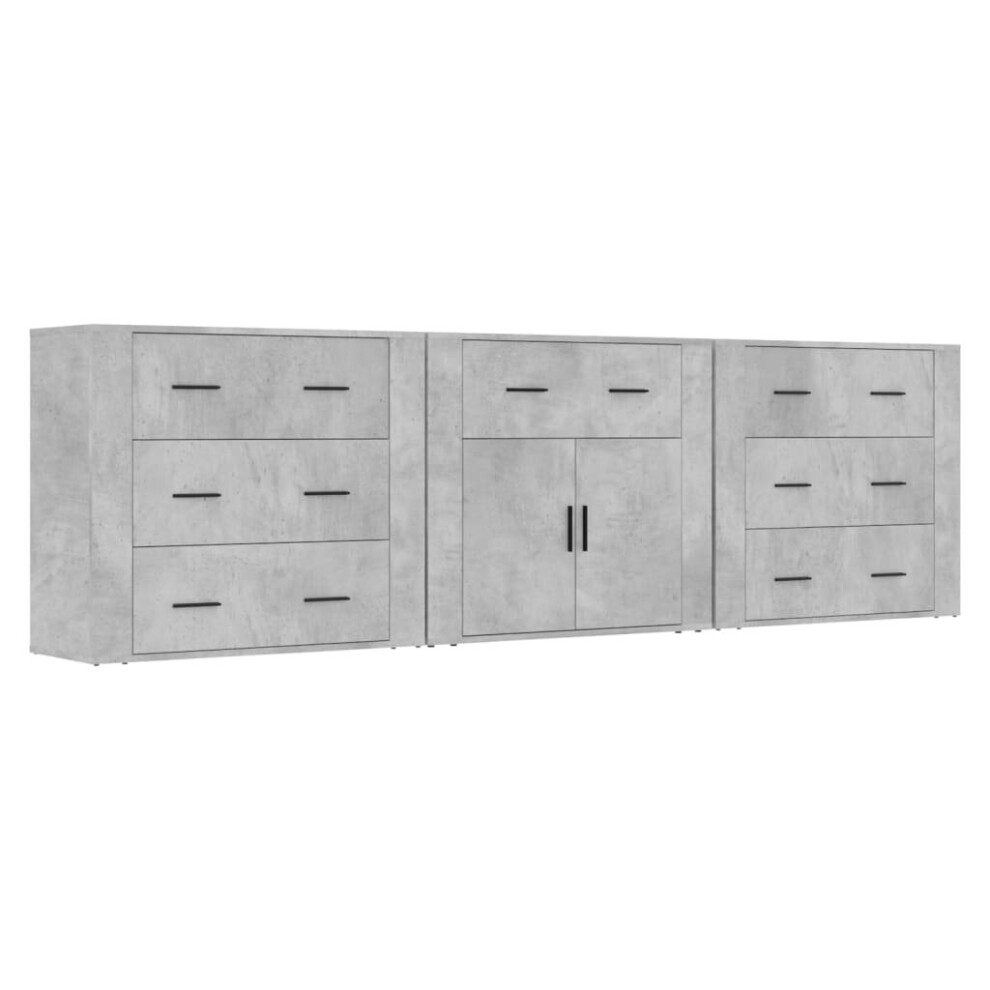 Vidaxl (Concrete ) 3X Sideboards Engineered Wood Cupboard Storage Cabinet Multi Colours Grey