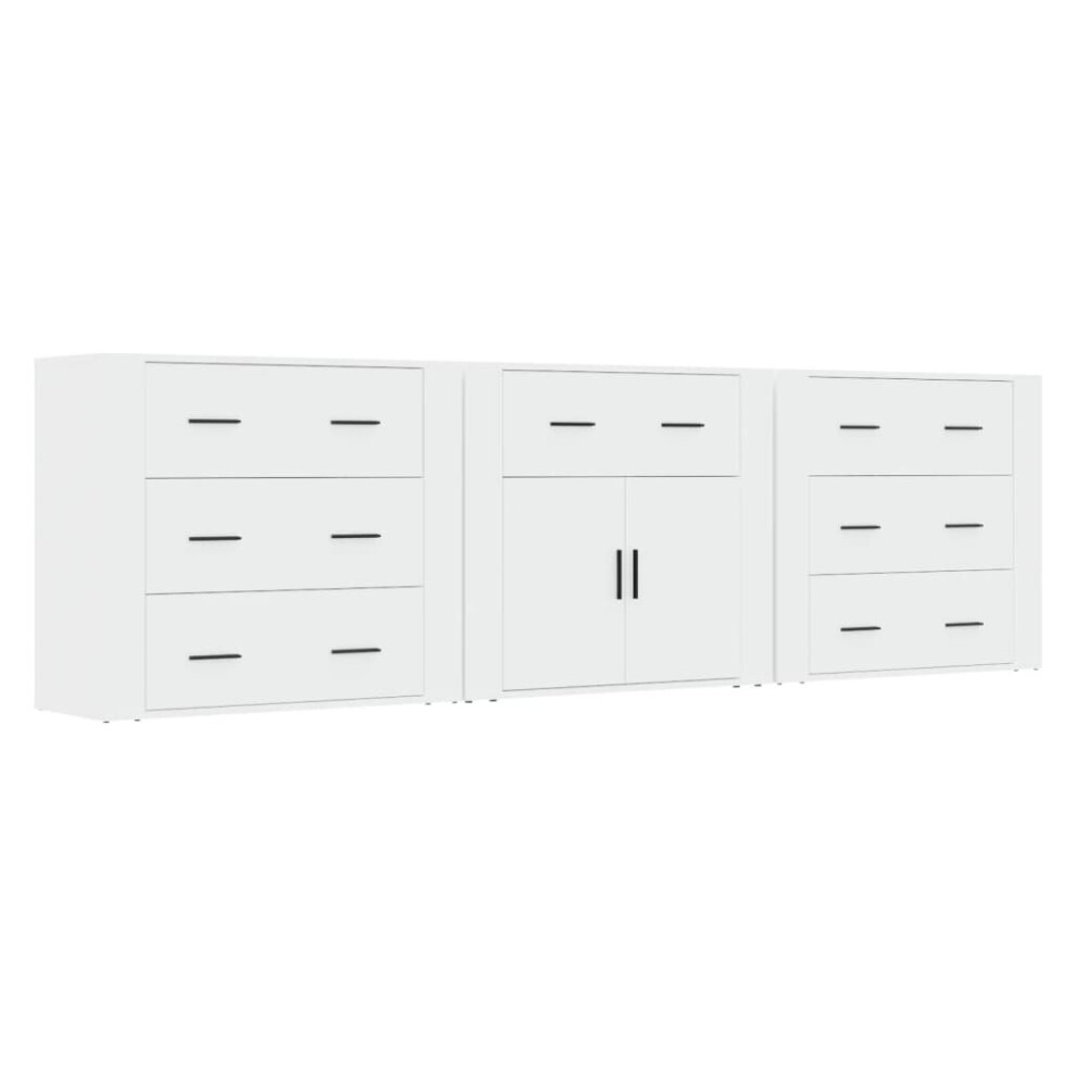 (white) vidaXL 3x Sideboards Engineered Wood Cupboard Storage Cabinet Multi Colours