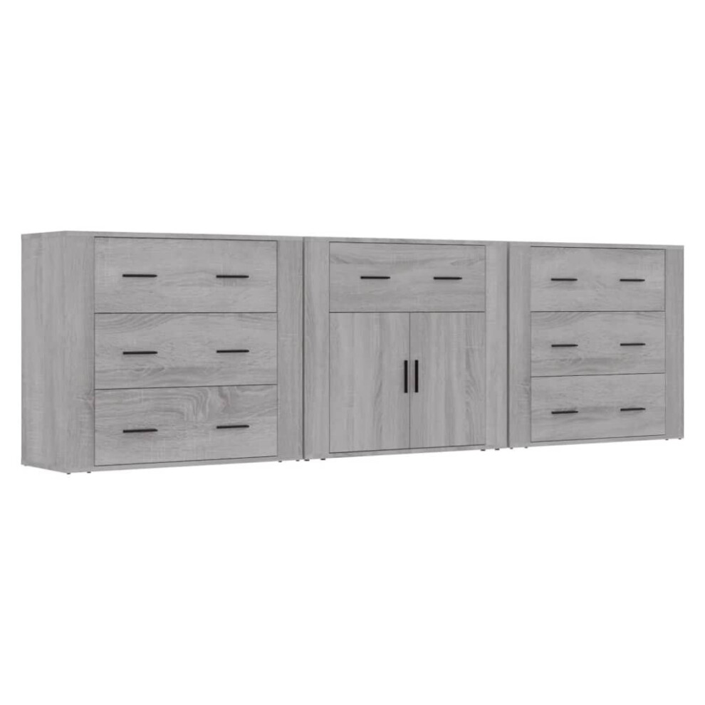 Vidaxl ( Sonoma) 3X Sideboards Engineered Wood Cupboard Storage Cabinet Multi Colours Grey
