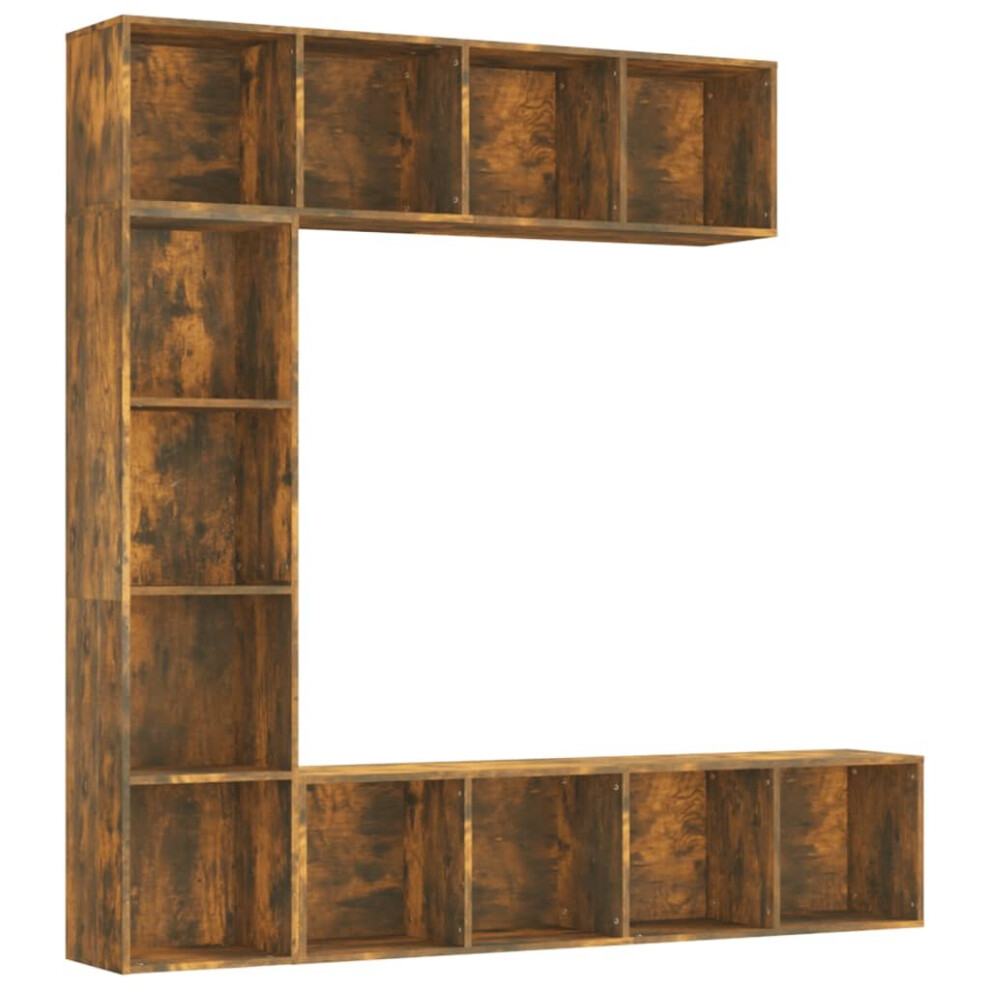 Vidaxl (Smoked Oak) Book/Tv Cabinet Set 3 Piece Book Stand Rack Wall Shelf Multi Colours Brown