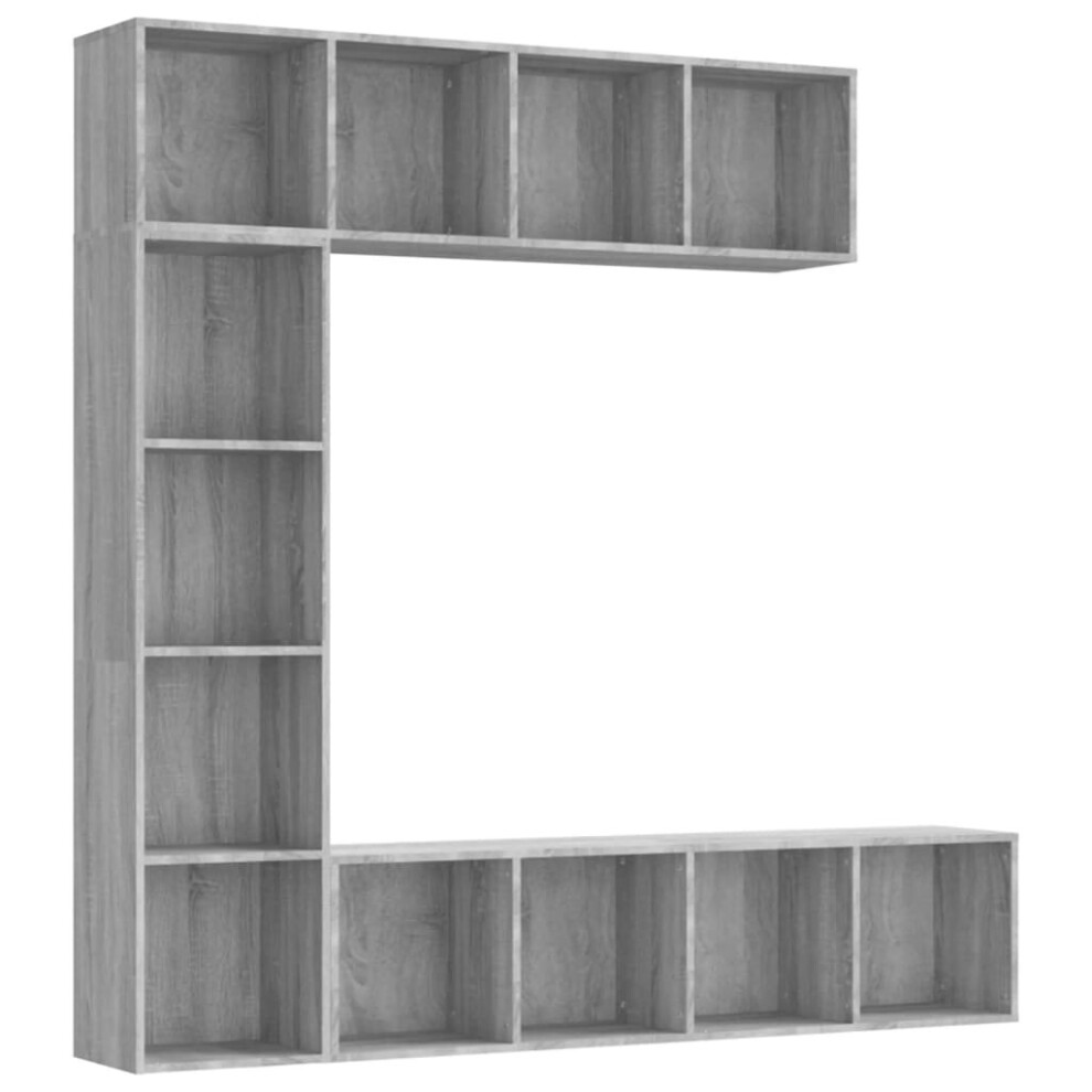 Vidaxl (Grey Sonoma) Book/Tv Cabinet Set 3 Piece Book Stand Rack Wall Shelf Multi Colours