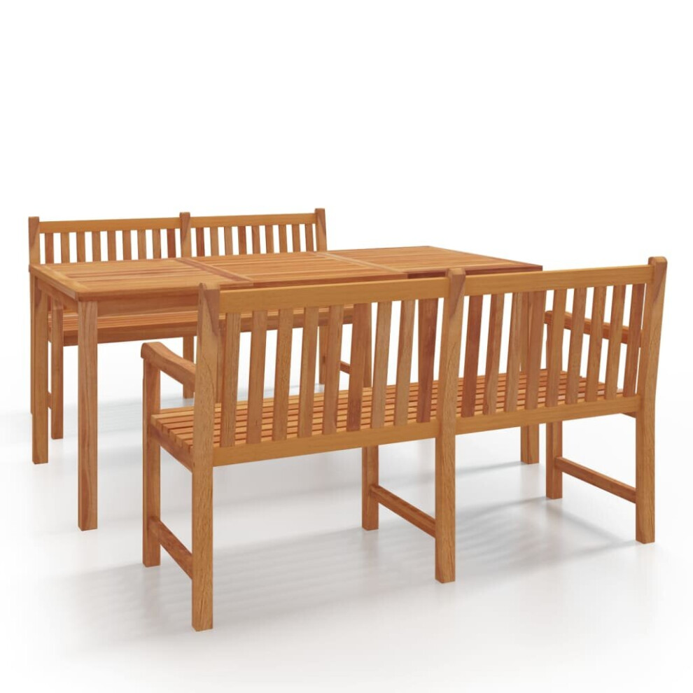 (2x bench + table) vidaXL Solid Wood Teak Garden Dining Set Patio Table Furniture Multi Models