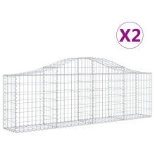 (200 x 30 x 60/80 cm/ 2 pcs) vidaXL Arched Gabion Basket Stone Basket Gabion Retaining Wall Galvanised Iron