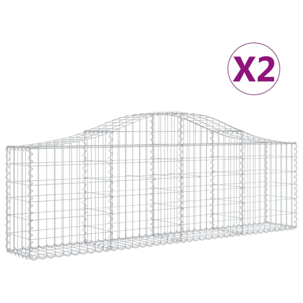 Vidaxl (200 X 30 X 60/80 Cm/ 2 Pcs) Arched Gabion Basket Stone Basket Gabion Retaining Wall Galvanised Iron