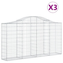 (200 x 30 x 100/120 cm/ 3 pcs) vidaXL Arched Gabion Basket Stone Basket Gabion Retaining Wall Galvanised Iron