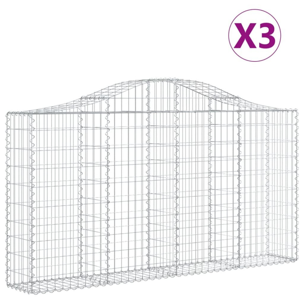 Vidaxl (200 X 30 X 100/120 Cm/ 3 Pcs) Arched Gabion Basket Stone Basket Gabion Retaining Wall Galvanised Iron