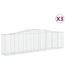 (400 x 50 x 100/120 cm/ 3 pcs) vidaXL Arched Gabion Basket Stone Basket Gabion Retaining Wall Galvanised Iron