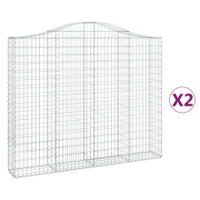 (200 x 30 x 160/180 cm/ 2 pcs) vidaXL Arched Gabion Basket Stone Basket Gabion Retaining Wall Galvanised Iron