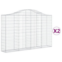 (200 x 30 x 120/140 cm/ 2 pcs) vidaXL Arched Gabion Basket Stone Basket Gabion Retaining Wall Galvanised Iron