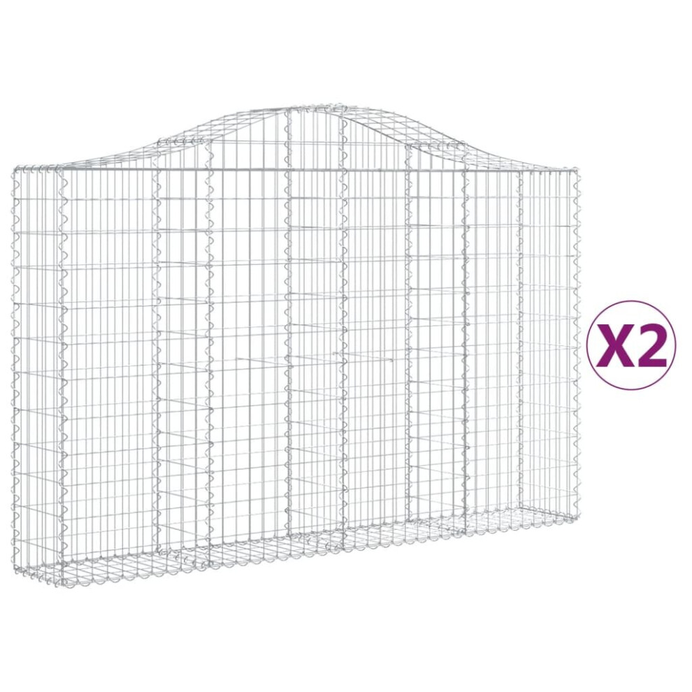 Vidaxl (200 X 30 X 120/140 Cm/ 2 Pcs) Arched Gabion Basket Stone Basket Gabion Retaining Wall Galvanised Iron