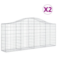 (200 x 30 x 80/100 cm/ 2 pcs) vidaXL Arched Gabion Basket Stone Basket Gabion Retaining Wall Galvanised Iron