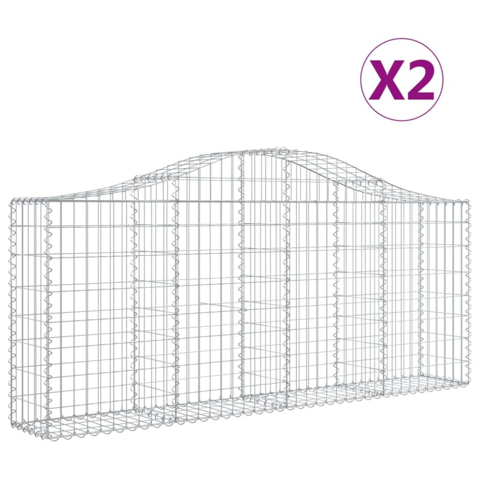 Vidaxl (200 X 30 X 80/100 Cm/ 2 Pcs) Arched Gabion Basket Stone Basket Gabion Retaining Wall Galvanised Iron