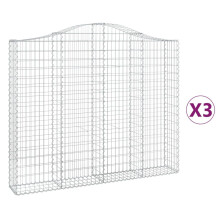 (200 x 30 x 160/180 cm/ 3 pcs) vidaXL Arched Gabion Basket Stone Basket Gabion Retaining Wall Galvanised Iron