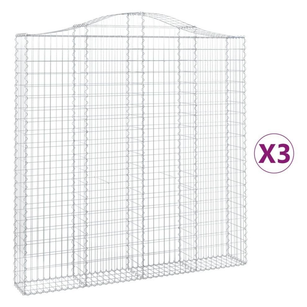 Vidaxl (200 X 30 X 200/220 Cm/ 3 Pcs) Arched Gabion Basket Stone Basket Gabion Retaining Wall Galvanised Iron