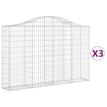 (200 x 30 x 120/140 cm/ 3 pcs) vidaXL Arched Gabion Basket Stone Basket Gabion Retaining Wall Galvanised Iron