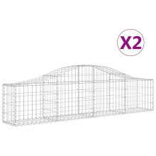 (200 x 30 x 40/60 cm/ 2 pcs) vidaXL Arched Gabion Basket Stone Basket Gabion Retaining Wall Galvanised Iron