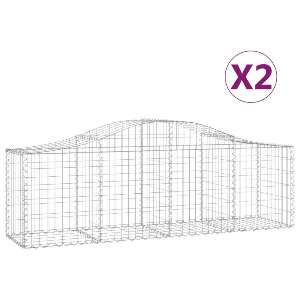 (200 x 50 x 60/80 cm/ 2 pcs) vidaXL Arched Gabion Basket Stone Basket Gabion Retaining Wall Galvanised Iron