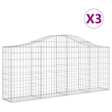 (200 x 30 x 80/100 cm/ 3 pcs) vidaXL Arched Gabion Basket Stone Basket Gabion Retaining Wall Galvanised Iron
