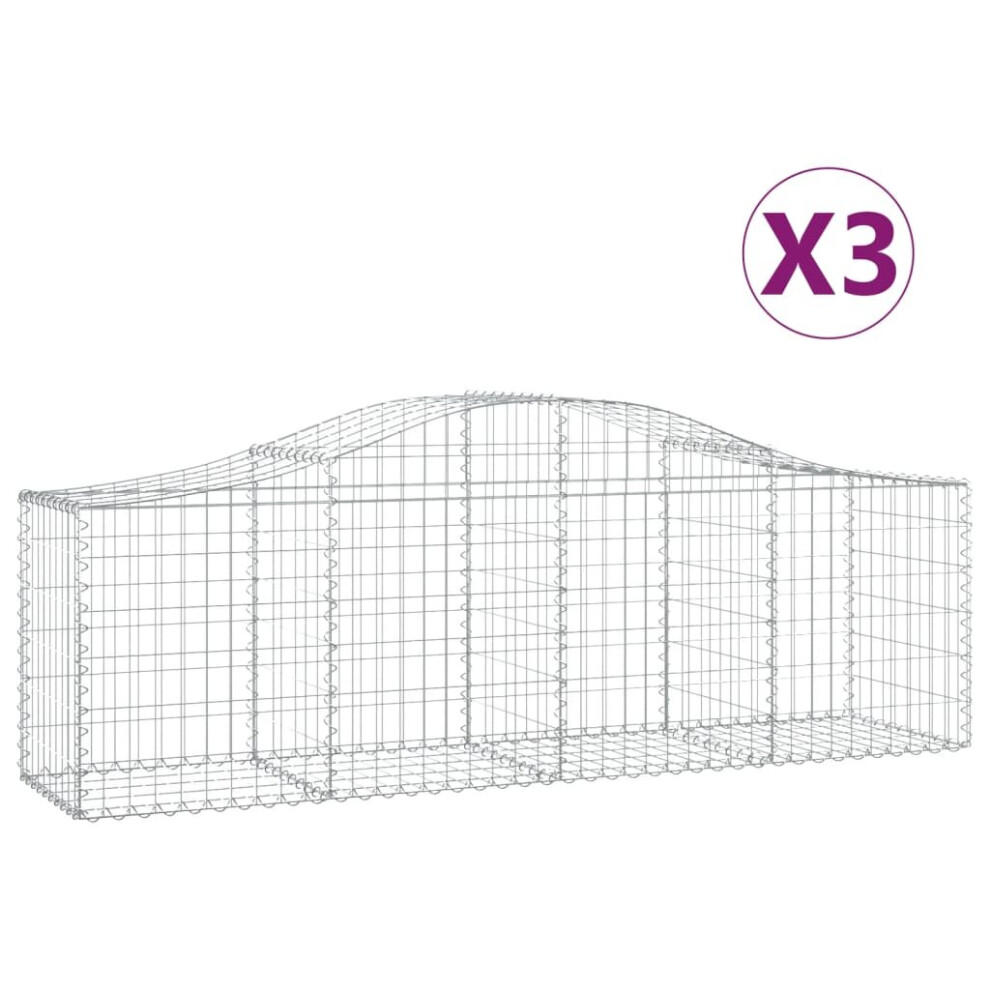 (200 x 50 x 60/80 cm/ 3 pcs) vidaXL Arched Gabion Basket Stone Basket Gabion Retaining Wall Galvanised Iron