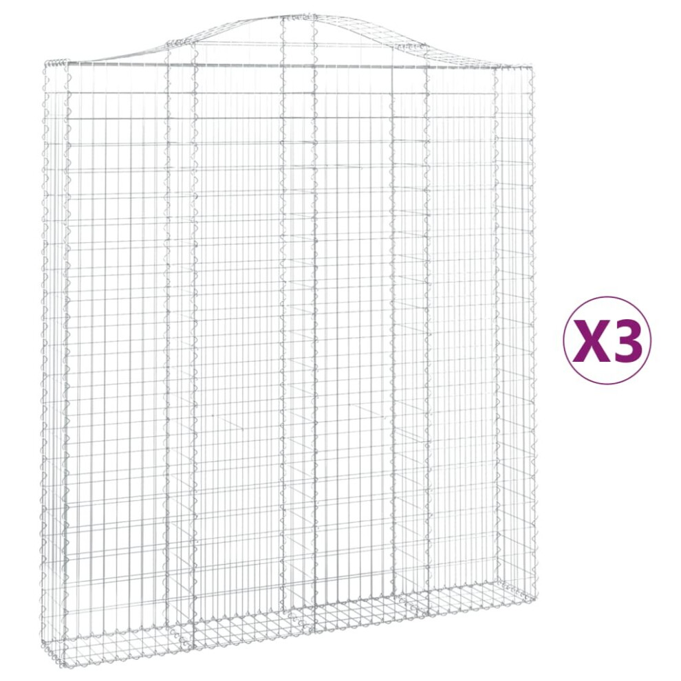 Vidaxl (200 X 30 X 220/240 Cm/ 3 Pcs) Arched Gabion Basket Stone Basket Gabion Retaining Wall Galvanised Iron