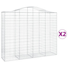 (200 x 50 x 160/180 cm/ 2 pcs) vidaXL Arched Gabion Basket Stone Basket Gabion Retaining Wall Galvanised Iron