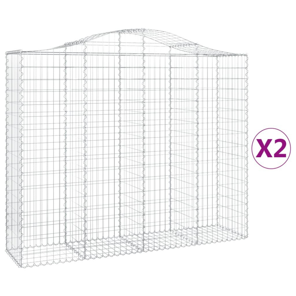 Vidaxl (200 X 50 X 160/180 Cm/ 2 Pcs) Arched Gabion Basket Stone Basket Gabion Retaining Wall Galvanised Iron