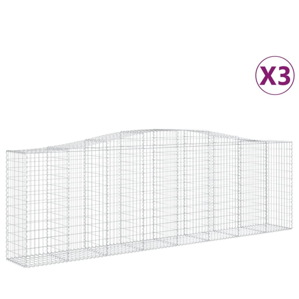 Vidaxl (400 X 50 X 120/140 Cm/ 3 Pcs) Arched Gabion Basket Stone Basket Gabion Retaining Wall Galvanised Iron