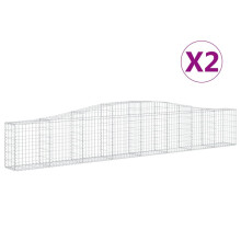 (400 x 30 x 60/80 cm/ 2 pcs) vidaXL Arched Gabion Basket Stone Basket Gabion Retaining Wall Galvanised Iron