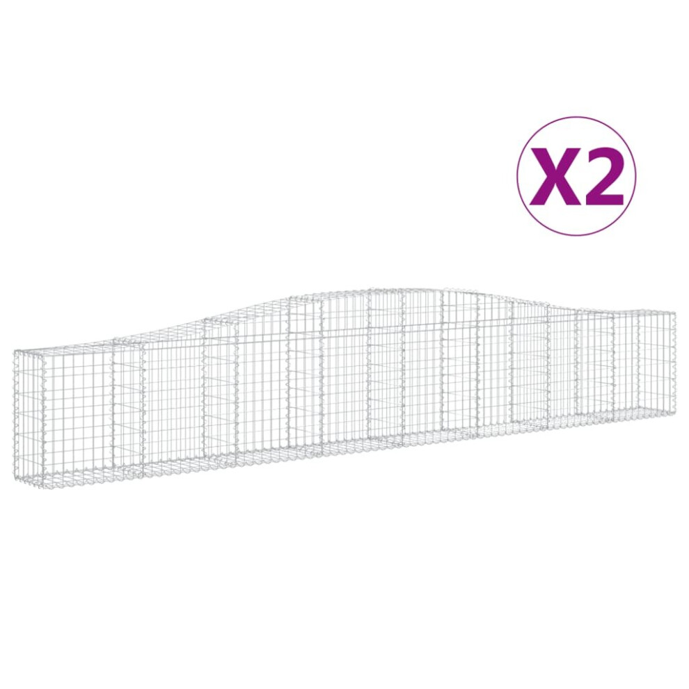 Vidaxl (400 X 30 X 60/80 Cm/ 2 Pcs) Arched Gabion Basket Stone Basket Gabion Retaining Wall Galvanised Iron
